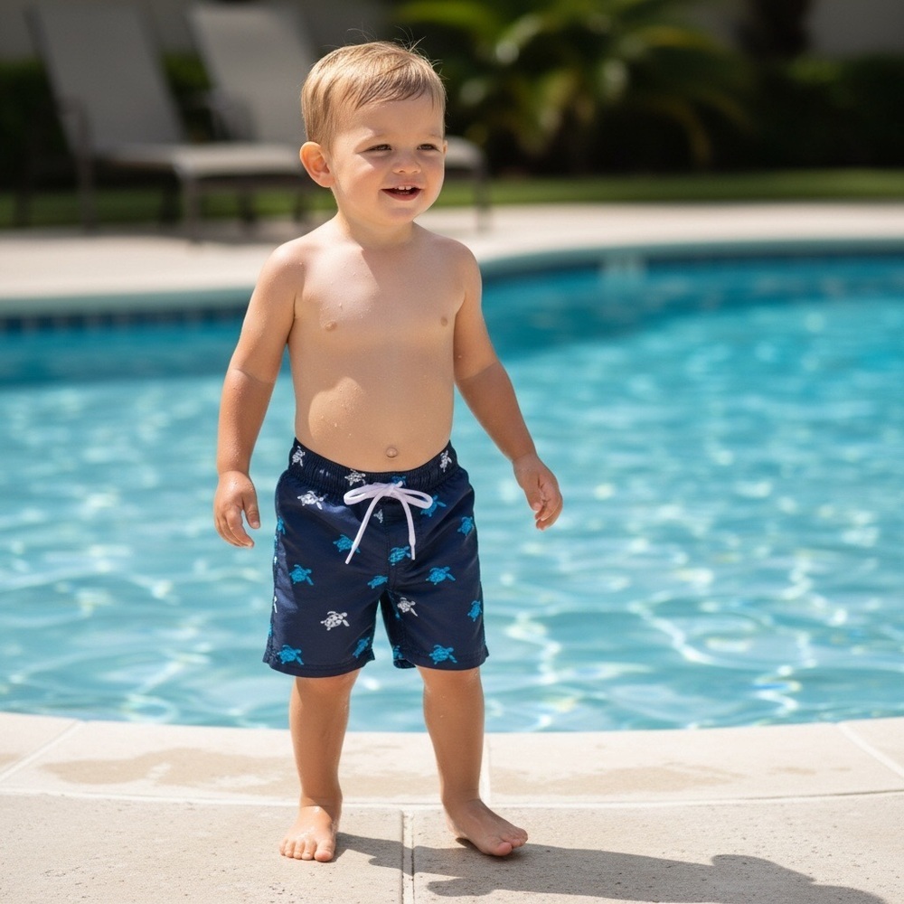Kanu Terrapin Navy/Turtle Swimsuit Built-in Underwear Size 3T